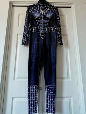 Blue and White Spider Web Jumpsuit Costume